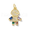 Rack Plating Brass Micro Pave Cubic Zirconia Pendants KK-H443-07G-02-1