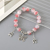 Chinese Style Round Glass Beaded Stretch Bracelets HP8595-1-1