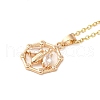 Brass Micro Pave Cubic Zirconia Pendant Necklaces for Women NJEW-E106-16KCG-01-1