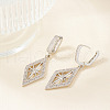 Elegant Geometric Star with Rhombus Brass Clear Cubic Zirconia Hoop Earrings GT0537-2-1