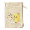 12Pcs 12 Styles Easter Egg Chick Rabbit Printed Rectangle Burlap Cloth Packing Pouches ABAG-U006-01-2