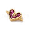 Brass Micro Pave Cubic Zirconia Heart Connector Charms KK-F894-03G-03-2
