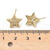 Star Brass Micro Pave Clear Cubic Zirconia Stud Earrings EJEW-A132-16G-5