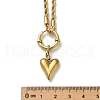304 Stainless Steel Heart Pendant Rope Chain Necklaces for Women NJEW-C088-04G-3