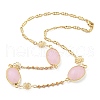 Faceted Oval Glass Beads Bib Necklaces NJEW-R263-08G-1