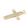Brass Micro Pave Cubic Zirconia Cross Pendants ZIRC-I071-04G-03-2