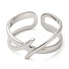 304 Stainless Steel Hollow Open Cuff Ring for Women RJEW-I098-18P-2