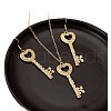 Heart Key Alloy Crystal Rhinestone Pendant Necklaces & Dangle Earrings Sets FS-WGEF036-01-5