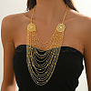 Elegant Iron Vintage Multi-Layered Beaded Tassel Bib Necklaces for Women's Parties FI4341-3