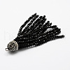 Electroplate Glass Bead Tassel Big Pendants X-EGLA-P023-07-2