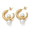 304 Stainless Steel & ABS Plastic Imitation Pearl Half Hoop Stud Earrings EJEW-S253-19G-2