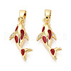Brass Micro Pave Cubic Zirconia and Enamel Pendants KK-T074-67G-02-1
