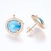 Brass Micro Pave Cubic Zirconia Stud Earring Findings ZIRC-G116-27-3
