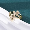 Brass Clear Cubic Zirconia 3-Line Cuff Rings for Women RJEW-U047-33G-1