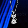 Cat Shape Alloy Rhinestone Pendant Necklaces FS-WG5CA0C-03-1