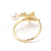Round Natural Freshwater Pearl Finger Ring for Women RJEW-C090-05G-3