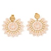 304 Stainless Steel & Bohemian Beaded Flower Dangle Stud Earrings for Women EJEW-R001-04B-2