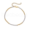 2Pcs 2 Colors Two Tone 304 Stainless Steel Textured Cable Chain Anklets AJEW-AN00681-3