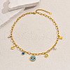 Elegant Classic Stainless Steel Enamel Deep Sky Blue Evil Eye Pendant Necklaces for Women IG6682-3
