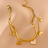 Heart Tassel 304 Stainless Steel Pave Natural White Shell Double Layer Anklets for Women FS-WGA1EFA-01-1