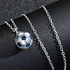 Football 201 Stainless Steel Royal Blue Enamel Pendant Cable Chain Necklaces for Men FS-WGF314D-03-1