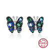 Rhodium Plated Sterling Silver Butterfly Stud Earrings AF4657-1