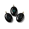 Natural Obsidian & Cubic Zirconia Pendants G-Z076-01G-05-1