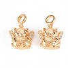 Brass Micro Pave Clear Cubic Zirconia Pendants KK-T062-150G-NF-1