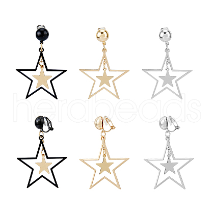 FIBLOOM 3 Pairs 3 Colors Brass Clip-on Earrings EJEW-FI0002-71-1