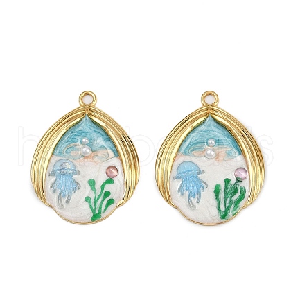 304 Stainless Steel Enamel Pendants STAS-L290-30G-1