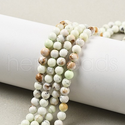 Natural Lemon Turquoise(Jasper) Beads Strands G-A262-A04-5mm-1