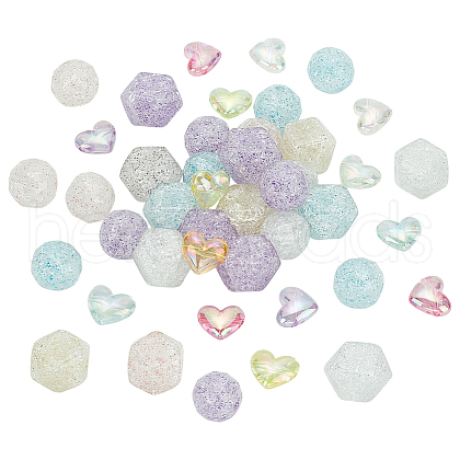   45pcs 3 styles Transparent Crackle Acrylic Beads TACR-PH0001-76-1