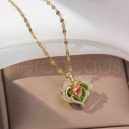 Heart 304 Stainless Steel Pendant Necklaces FS-WGE3147-03-1