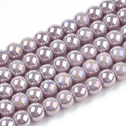 Electroplate Opaque Glass Beads Strands X-GLAA-T032-P4mm-AB07-1
