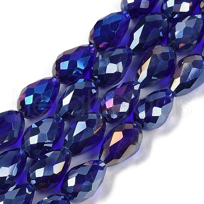 Transparent Electroplate Glass Beads Strands X-EGLA-N013-T10mm-B07-1