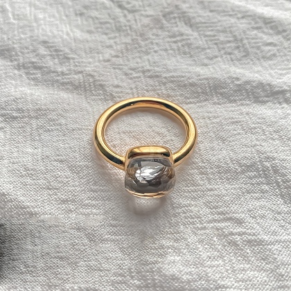 Square 304 Stainless Steel with Glass Finger Rings FS-WG8AAFA-13-1
