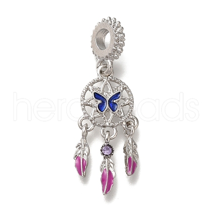 Rack Plating Alloy Rhinestone European Dangle Charms PALLOY-P307-08P-1