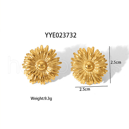 Sunflower Stainless Steel Stud Earrings for Women JS4274-1-1