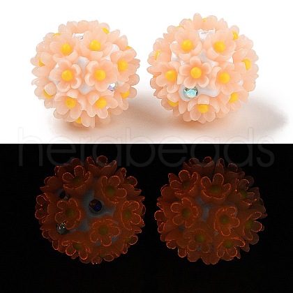 Luminous Polymer Clay Rhinestone Beads CLAY-H003-04F-1