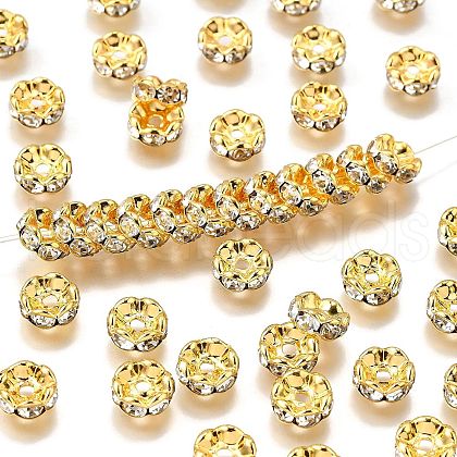 Brass Rhinestone Spacer Beads RB-A014-L8mm-01G-NF-1