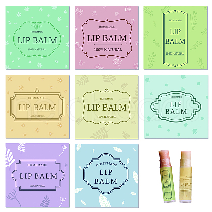 CRASPIRE 80Pcs 8 Style Custom Lip Balm DIY Label Sticker DIY-CP0007-95H-1