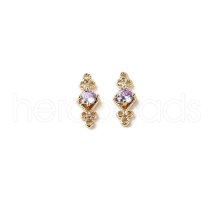 Brass Pave Cubic Zirconia Connector Charms PW-WG57330-05-1