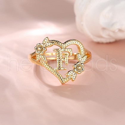Heart with Flower Hollow Out Brass Finger Rings FS-WG99C3E-06-1