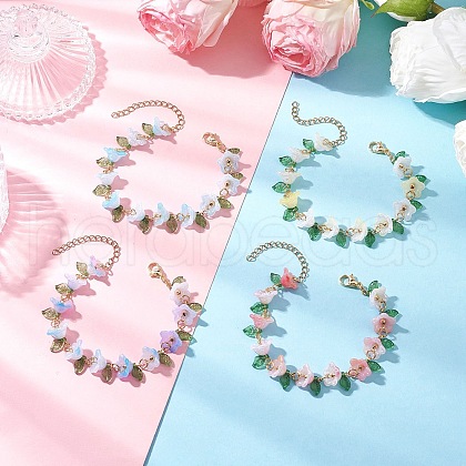 4Pcs Acrylic Beaded Bracelets for Women BJEW-TA00627-1