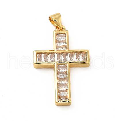 Rack Plating Brass Micro Pave Cubic Zirconia Pendants KK-E072-02G-1