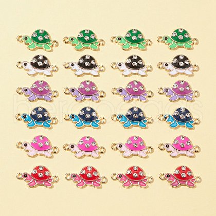 24Pcs 6 Colors Alloy Enamel Connector Charms ENAM-FS0001-60-1