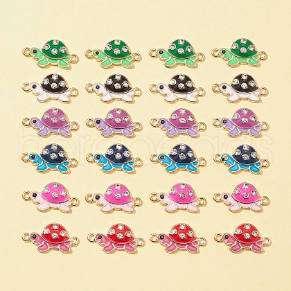 24Pcs 6 Colors Alloy Enamel Connector Charms ENAM-FS0001-60-1