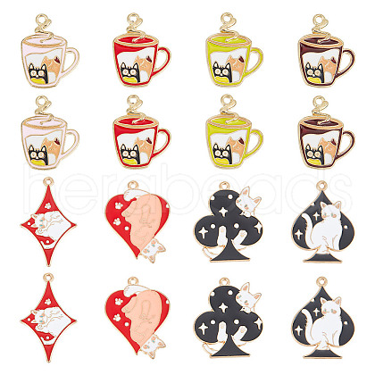 GOMAKERER 32Pcs 8 Style Alloy Enamel Pendants ENAM-GO0001-11-1