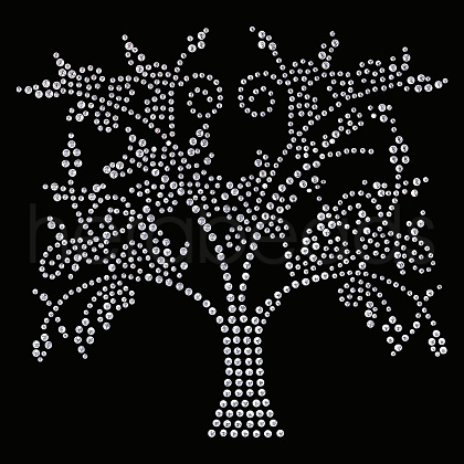 Tree of Life Glass Hotfix Rhinestone DIY-WH0419-59-1