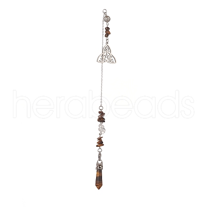 Natural Tiger Eye Pointed Dowsing Pendulums PALLOY-JF02009-02-1